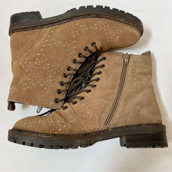 Dune London Prentice Star Studded Tan Biker Boots Size EU 39/US 8 - Picture 6 of 15